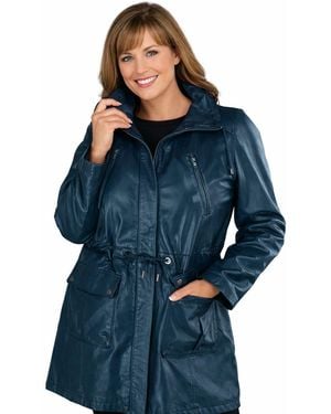 Woodland Leathers Genuine Leather Parka Jacket - Blue