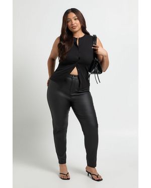 Boohoo Plus High Waist Coated Skinny Jean - Black
