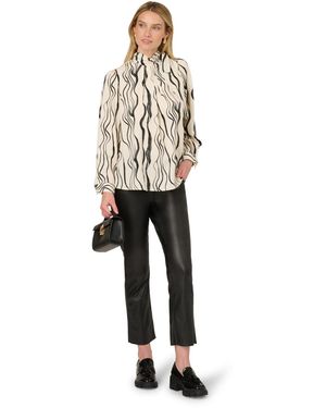 Adrianna Papell Shirred Bow Tie Neck Printed Woven Blouse With Pleats - White