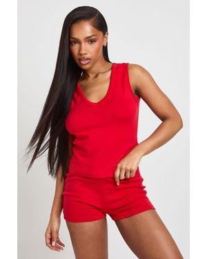 Boohoo V Neck Vest Top - Red