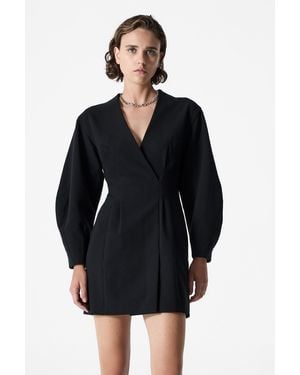 French Connection Twill Wrap Dress With Waist Tie - Black