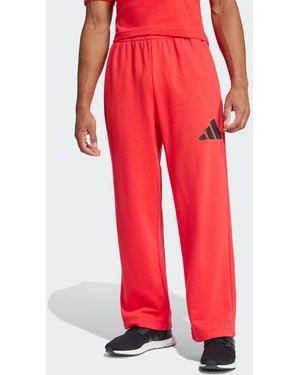 adidas Essentials Wide Leg 3 Bar Logo Trousers - Red