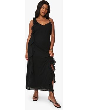 Boohoo Plus Chiffon Ruffle Maxi Dress - Black