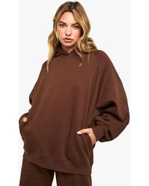 Boohoo Raglan Seam Oversized Hoodie - Brown