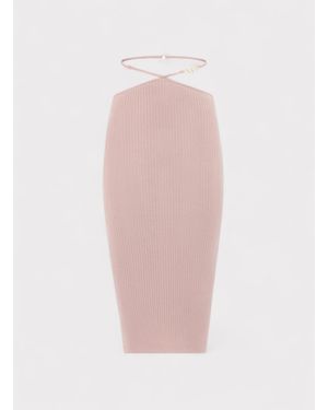 Amiri Ribbed Staggered Midi Skirt - White