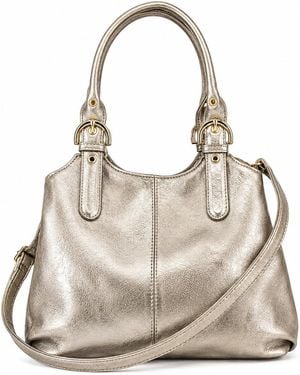 Woodland Leathers Handbag Multi Pocket Tote Shoulder Bag - Natural