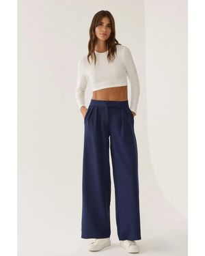 Hiccup High Waist Wide Leg Trousers - Blue