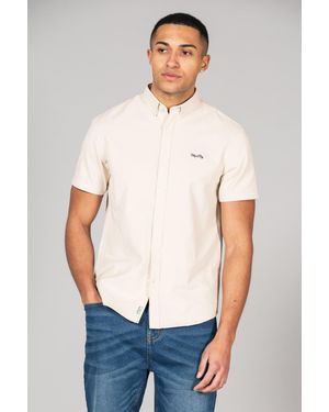 Tokyo Laundry Cotton Short Sleeved Button-Up Oxford Shirt - White