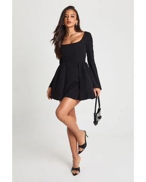 Boohoo Structured Corset Skater Dress - Black