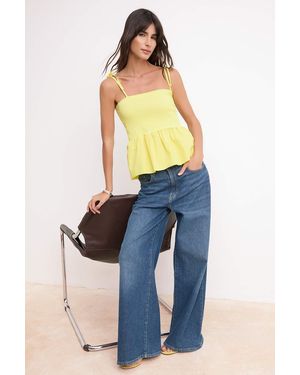 Trendyol Mi̇Lla Effen Mouwloos Peplum Blouses - Blauw