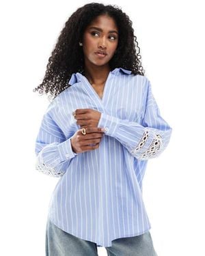 French Connection Cambria Embroidered Sleeve Shirt - Blue