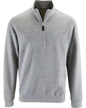 Sol's Stan Contrast Zip Neck Sweatshirt Marl) - Grey