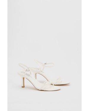 Oasis Scarlett Faux Leather 2 Part Bow Trim Medium Heeled Sandals - Natural