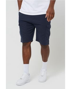 Brave Soul Textured Cargo Shorts - Blue