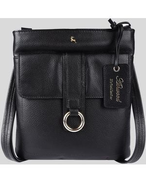 Ashwood Leather 'Heaven' Real Cross Body Bag - Black