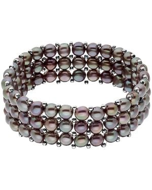 Ateliers Saint Germain Bracelet 3 Rows Of Real Freshwater Pearls 4 Mm - Metallic