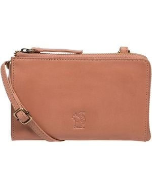 Conkca 'Winnie' Subtle Leather Cross Body Phone Clutch Bag - Brown