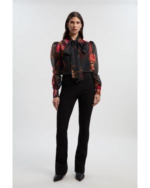 Karen Millen Ponte High Waisted Slit Detail Trouser - Blue