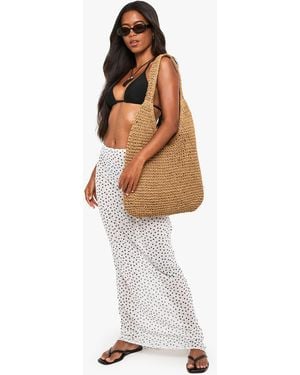 Boohoo Polka Maxi Beach Skirt - White