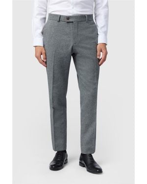 Antique Rogue Flat Fronted Slim Fit Suit Trousers - Grey