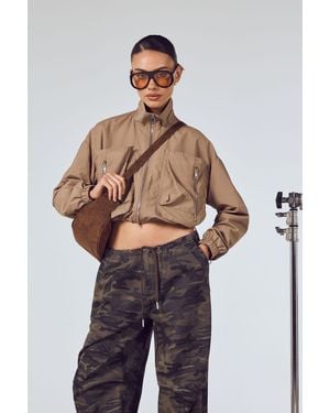 Boohoo Funnel Neck Cropped Utility Jacket - Blue