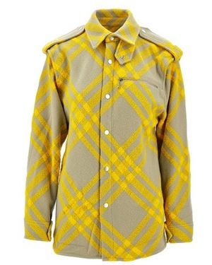 Burberry Wool -ingecheckte Jas - Geel