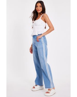 Quiz Denim Striped Side Jeans - Blue