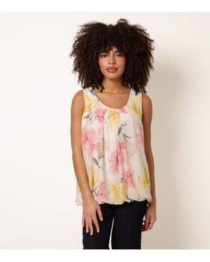 Blue Vanilla Scoop Neck Puffball Sleeveless Top - Pink