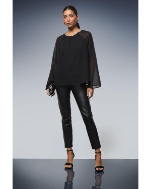 Wallis Embellished Open Back Blouse - Blue