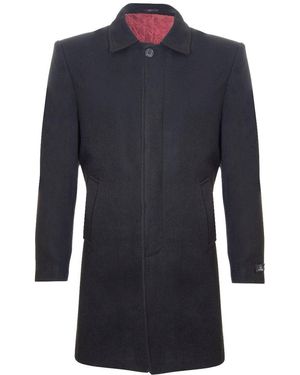 TruClothing 3/4 Long Wool Coat Crombie Overcoat Jacket Peaky Blinders Slim Fit - Blue