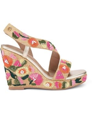 Carvela Kurt Geiger Gala Wedge 110 Embroidery Heels - Pink