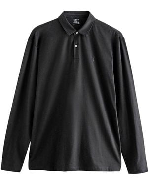 Secret Label Cotton Rich Long Sleeve Polo Shirt - Black