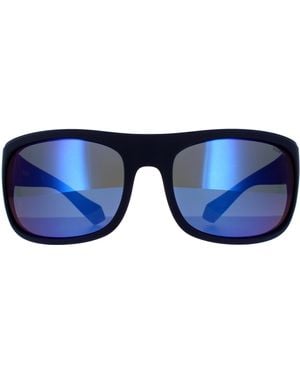 Polaroid Wrap Mirror Polarized Sunglasses - Blue