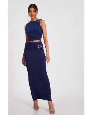 Quiz Buckle Detail Maxi Skirt - Blue