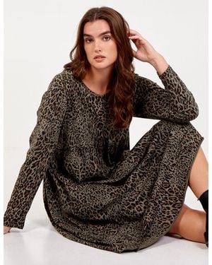 Blue Vanilla Tiered Oversized Tunic Dress - Black