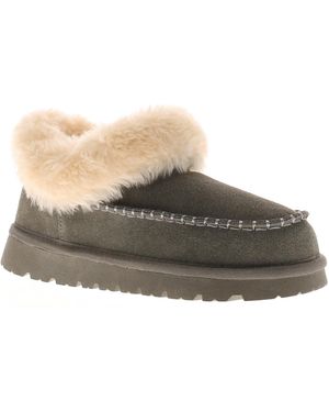 Apache Slipper Cuddle Bootee Faux Fur Lining Leather Suede - Black