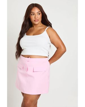 Boohoo Plus Pocket Front Mini Skirt - Pink