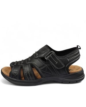 Infinity Leather Lightweight Open Toe Casual Sandals - Black