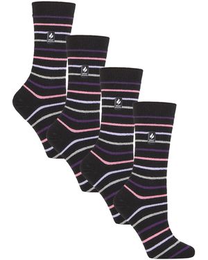 Heat Holders 4 Pairs Ladies Ultralite Lightweight Thermal Socks - Black