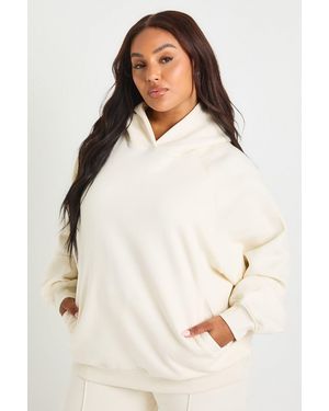 Boohoo Plus Core Basic Raglan Seam Oversized Hoodie - Natural