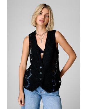 Nasty Gal Premium Tailored Lace Vest - Black