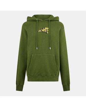 Off-White c/o Virgil Abloh Off Slim Fit Lettering Hooded Sweatshirt - Green