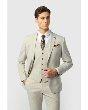 Antique Rogue Single Breasted Two Button Slim Fit Suit Jacket - Natural