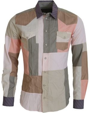 Dolce & Gabbana Cotton Patchwork Slim Shirt - Grey