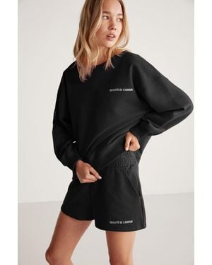 Grimelange Relaxed Mid Waist Sweat Shorts - Black