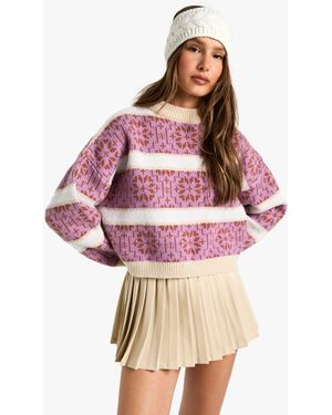 Boohoo Premium Fairisle Striped Knitted Jumper - Pink