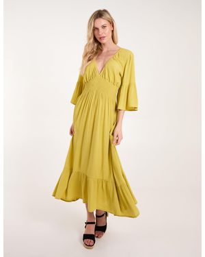 Blue Vanilla Shirred Empire Bust Dress - Yellow