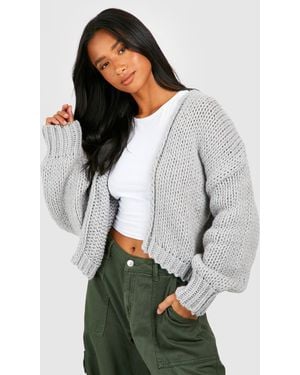 Boohoo Petite Chunky Cardigan - Grey