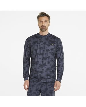 PUMA X Palm Tree Crew Lightweight Neck Golf Sweatshirt - Blue