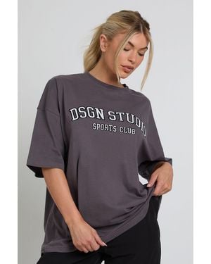 DSGN Studio Applique Oversized T-Shirt - Grey